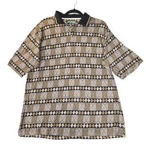 Vtg Chi Chi Mens Large Golf Club Polo Shirt Novelty Print Green Grass Edition